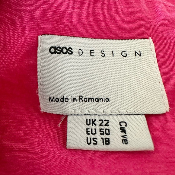 ASOS LUXE Curve Pussybow Cupped Mini Dress Blouson Sleeve Open Back Pink Size 18 - Picture 12 of 14